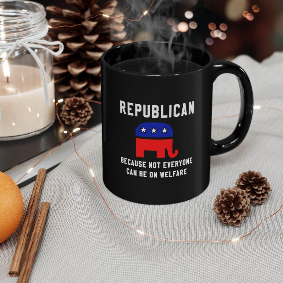 Plus Minus Co Republican because not everyone can be on welfare Coffee, Republican Gift, Political Mug, Raised Republican, Elephant Graphic,politcial Mug