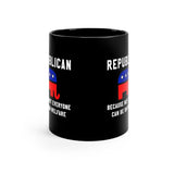 Plus Minus Co Republican because not everyone can be on welfare Coffee, Republican Gift, Political Mug, Raised Republican, Elephant Graphic,politcial Mug, view 2