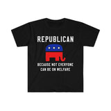 Plus Minus Co Republican Because Not Everyone Can Be On Welfare T-Shirts, Pro Trump Political Conservative T Shirt, Funny Conservative Unisex T-Shirt, view 2