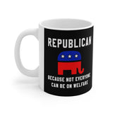 Plus Minus Co Republican Coffee Mug, Republican Gift, Political Mug, Republican Not everyone can be on Welfare, Raised Republican, Elephant, Ceramic 11oz, view 4