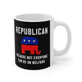 Plus Minus Co Republican Coffee Mug, Republican Gift, Political Mug, Republican Not everyone can be on Welfare, Raised Republican, Elephant, Ceramic 11oz, view 5