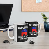 Plus Minus Co Republican Coffee Mug, Republican Gift, Political Mug, Republican Not everyone can be on Welfare, Raised Republican, Elephant, Ceramic 11oz, view 2