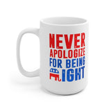 Plus Minus Co Republican Gifts, Republican Elephant Mug, Never Apologize For Being Right, Gift For Republican, Republican Dad, Conservative Patriot Mug, view 6