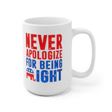 Plus Minus Co Republican Gifts, Republican Elephant Mug, Never Apologize For Being Right, Gift For Republican, Republican Dad, Conservative Patriot Mug, view 5