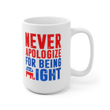 Plus Minus Co Republican Gifts, Republican Elephant Mug, Never Apologize For Being Right, Gift For Republican, Republican Dad, Conservative Patriot Mug, view 5