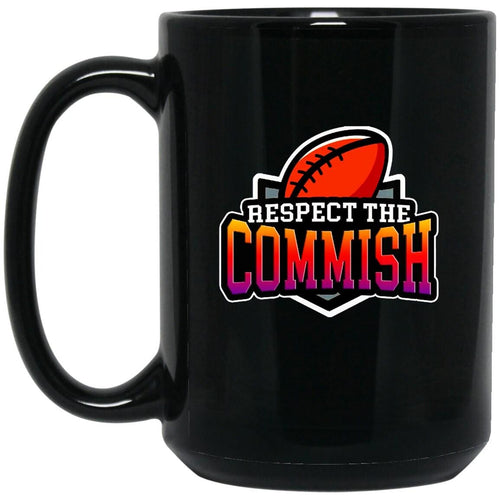 Plus Minus Co Respect the Commish,  15 oz. Black Mug, Fantasy Football Commissioner Accent Mug, fantasy football queen, fantasy football King