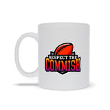 Plus Minus Co Respect The Commish White Mugs, Fantasy Football Respect The Commish, Fantasy Football Commissioner Mugs, American Football Mug, view 3