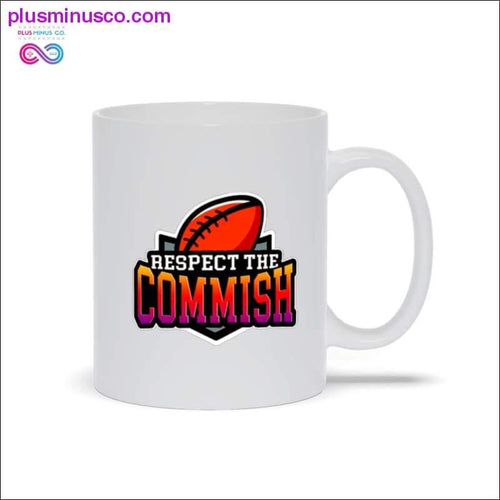 Plus Minus Co Respect the Commish White Mugs