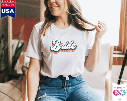 Plus Minus Co Retro Bride T-Shirts, Bachelorette Shirts Bride Squad Bridesmaid, Bachelorette Party , Bride, Bridesmaid Gift Wedding Party Gift Bridesmaid