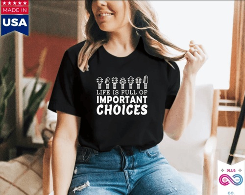 Plus Minus Co Retro Guitar T shirt Homme 100% Cotton Life Is Full Of Important Choices Tee Short Sleeve Printed T-shirt Clothes Guitarist Gift