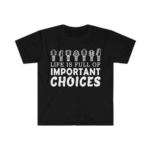 Plus Minus Co Retro Guitar T shirt Homme 100% Cotton Life Is Full Of Important Choices Tee Short Sleeve Printed T-shirt Clothes Guitarist Gift