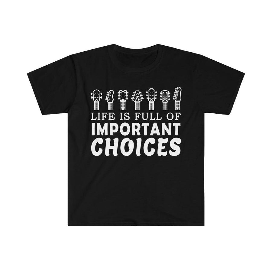 Plus Minus Co Retro Guitar T shirt Homme 100% Cotton Life Is Full Of Important Choices Tee Short Sleeve Printed T-shirt Clothes Guitarist Gift