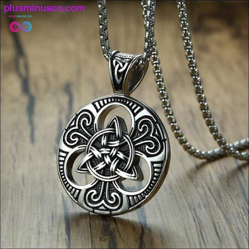 Plus Minus Co Celtics Trinity Love Knot Round Triquetra Pendant Necklace