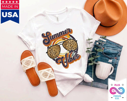 Plus Minus Co Retro Summer Vibes Leopard Sunglasses Shirt Vintage Summer Beach Tee Fun Summer Shirt Family Summer Vacation leopard glasses