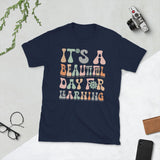 Plus Minus Co Retro Teacher Shirt for Women It's a Beautiful Day for Learning T Shirt Funny Back to School Teacher Life Shirt Tops, view 2