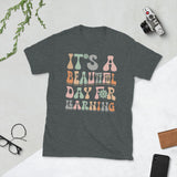 Plus Minus Co Retro Teacher Shirt for Women It's a Beautiful Day for Learning T Shirt Funny Back to School Teacher Life Shirt Tops, view 3