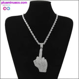 Plus Minus Co Rhinestones Middle Finger Pendant With 1 Row Tennis Chain, view 2