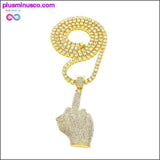 Plus Minus Co Rhinestones Middle Finger Pendant With 1 Row Tennis Chain, view 4