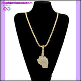 Plus Minus Co Rhinestones Middle Finger Pendant With 1 Row Tennis Chain, view 5