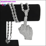 Plus Minus Co Rhinestones Middle Finger Pendant With 1 Row Tennis Chain, view 6