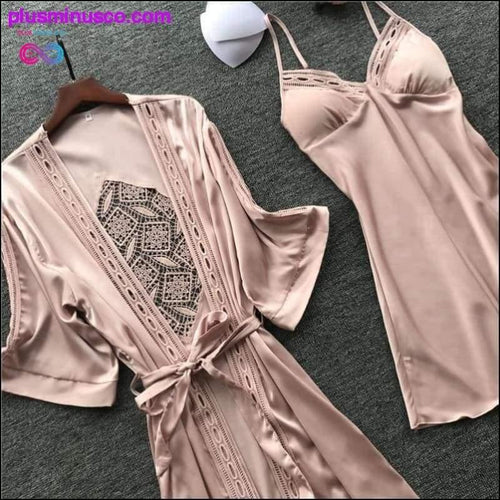 Plus Minus Co Robe & Gown Sets Sexy Lace Sleep Lounge Pijama