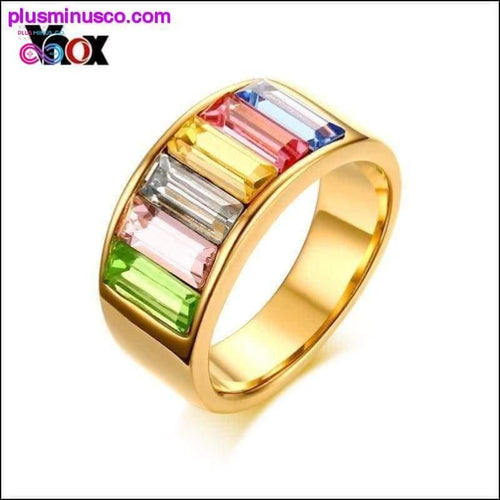 Plus Minus Co Round Multi-Colored Gemstone Rainbow Ring Perfect Gift for