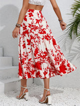 Plus Minus Co Ruffled Hem Printed Midi Skirt, view 3