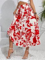 Plus Minus Co Ruffled Hem Printed Midi Skirt, view 4