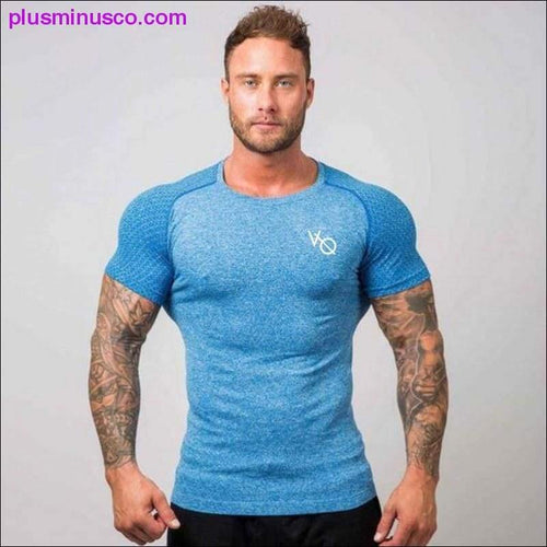 Plus Minus Co Running Shirt Men Compression Tights Men's Short Sleeve T-Shirts Quick Dry Sport Jersey Gym Fitness