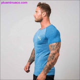 Plus Minus Co Running Shirt Men Compression Tights Men's Short Sleeve T-Shirts Quick Dry Sport Jersey Gym Fitness, view 2