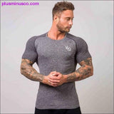 Plus Minus Co Running Shirt Men Compression Tights Men's Short Sleeve T-Shirts Quick Dry Sport Jersey Gym Fitness, view 4