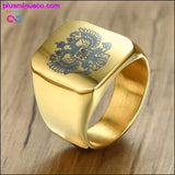 Plus Minus Co Russian National Emblem Men Signet Ring Double-headed Eagle, view 2