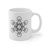 Plus Minus Co Sacred Geometry, Metatrons Cube Mugs , Sacred Geometry Art White Ceramic Mug, view 2