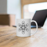 Plus Minus Co Sacred Geometry, Metatrons Cube Mugs , Sacred Geometry Art White Ceramic Mug, view 3