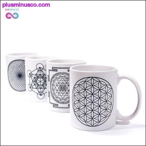 Plus Minus Co Sacred Geometry Mugs | Flower of Life, Metatron's Cube,