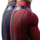 Plus Minus Co Two-Piece Combination Women Leggings Sexy Mesh PU Leather Fitness Push Up Gym Slim High Waist Leggings Workout Female, view 3