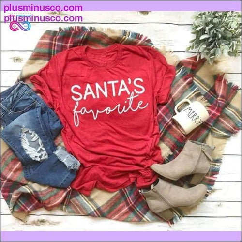 Plus Minus Co SANTA'S Favorite Funny Hipster Christmas-themed T-shirt at