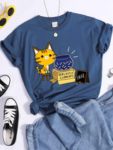 Plus Minus Co Sarcastic Comments Kawaii Cat T-Shirt Women Fashion Casual T Shirts Street Hip Hop Crop Top Cool Sport Breathable Female Tshirts, view 2