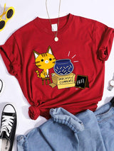Plus Minus Co Sarcastic Comments Kawaii Cat T-Shirt Women Fashion Casual T Shirts Street Hip Hop Crop Top Cool Sport Breathable Female Tshirts, view 3