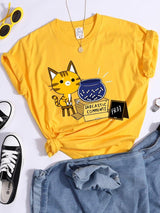Plus Minus Co Sarcastic Comments Kawaii Cat T-Shirt Women Fashion Casual T Shirts Street Hip Hop Crop Top Cool Sport Breathable Female Tshirts, view 4