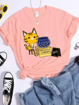 Plus Minus Co Sarcastic Comments Kawaii Cat T-Shirt Women Fashion Casual T Shirts Street Hip Hop Crop Top Cool Sport Breathable Female Tshirts, view 6