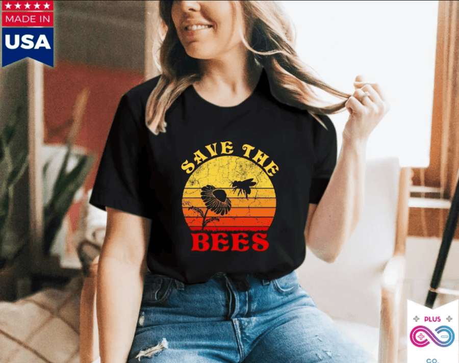 Plus Minus Co Save The Bees Retro Sunset, Save The Bees, Bee In Love, Hello Bees, Beekeeper Gift, Bee Lover Shirt, Nature Lover, Come Along, I Like Bees