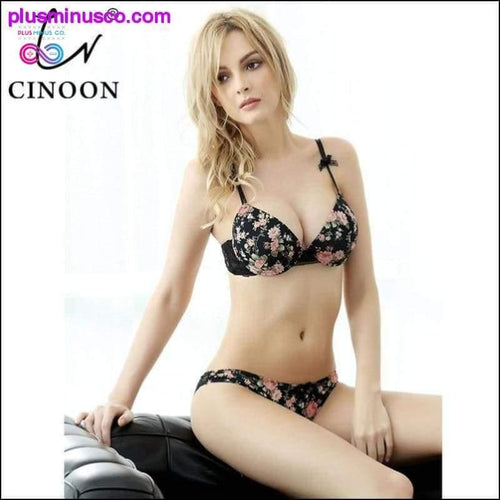 Plus Minus Co Seamless Flowers Push Up Women Bra 3/4 Cup Halter Plunge Bra