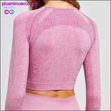 Plus Minus Co Seamless Yoga Set Gym Clothing Fitness Leggings+Cropped, view 4