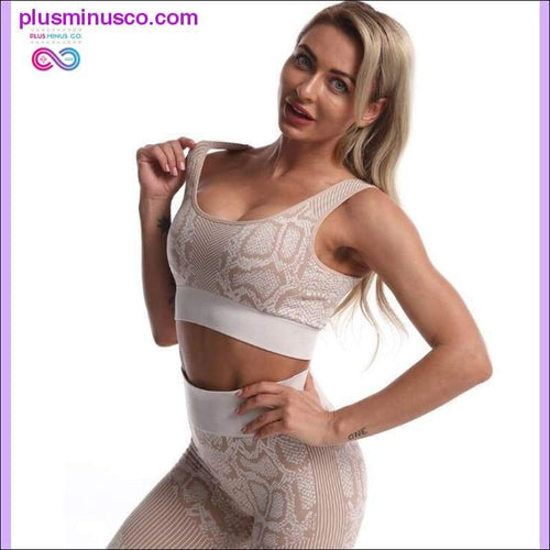 Plus Minus Co 2PCS/Set Seamless Women Yoga Suit Serpentine Sportswear High