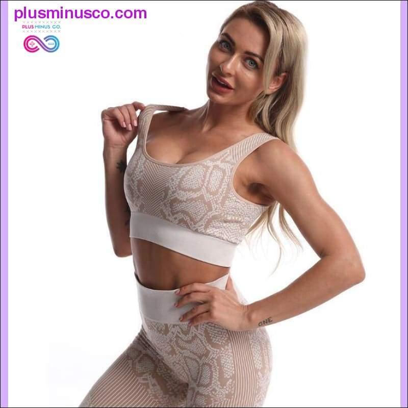 Plus Minus Co 2PCS/Set Seamless Women Yoga Suit Serpentine Sportswear High
