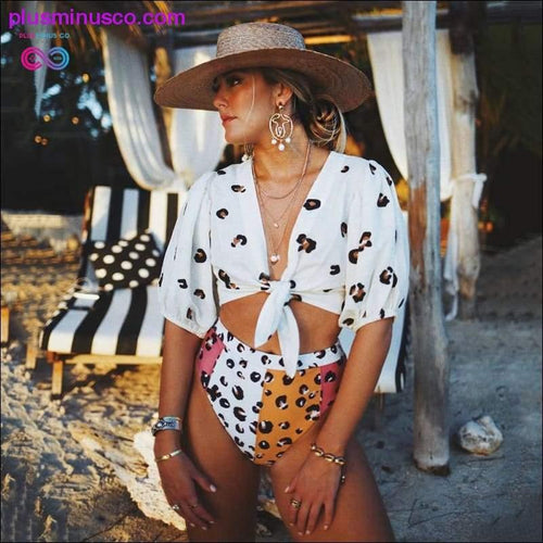 Plus Minus Co Sexy Bikinis With Cover Ups Women High Waist Swimsuit