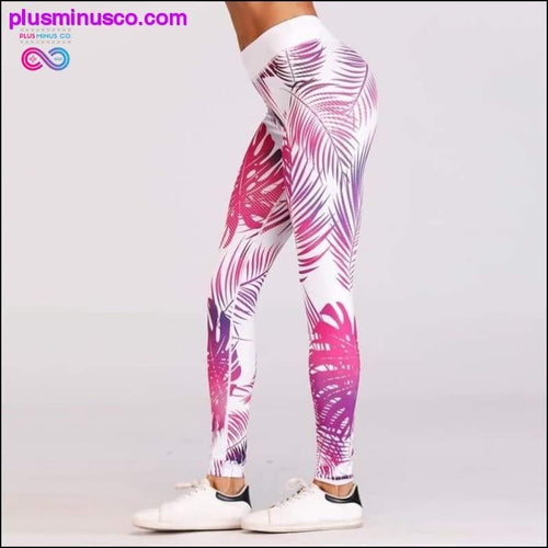 Plus Minus Co Sexy Leaf Pattern Digital Printed Skinny Long Leggings For