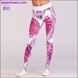 Plus Minus Co Sexy Leaf Pattern Digital Printed Skinny Long Leggings For, view 3