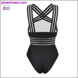 Plus Minus Co Sexy One Piece Swimsuit Women High Neck Bandage Cross Back, view 2